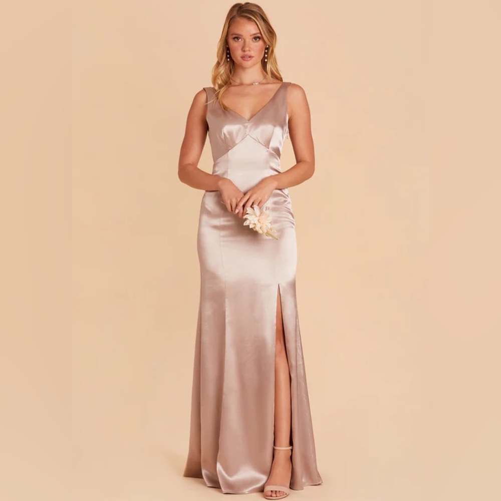 Birdy Grey GLORIA DRESS SATIN TAUPE Medium NEW NWT WEDDING BRIDESMAID
